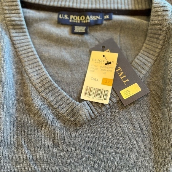 US Polo Assn Sweater Men's Denim Heather Blue 100% Acrylic NWT Sz 3x - Picture 4 of 4